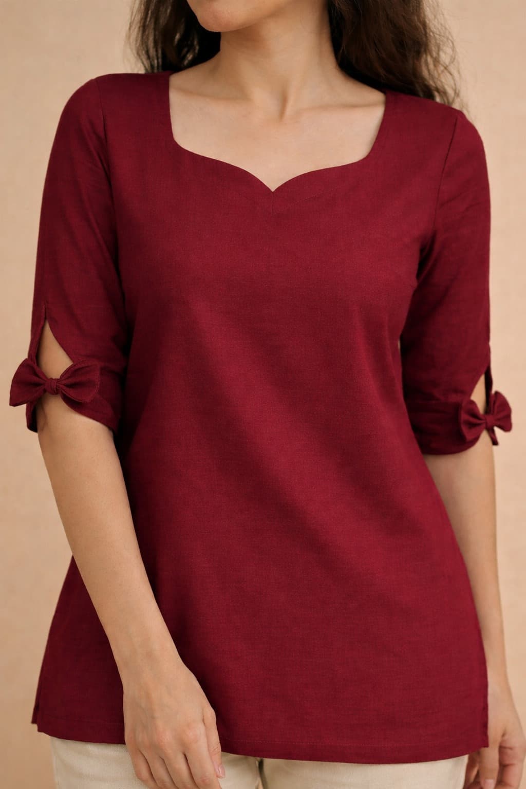 Maroon Muse Bow Top thumbnail 2